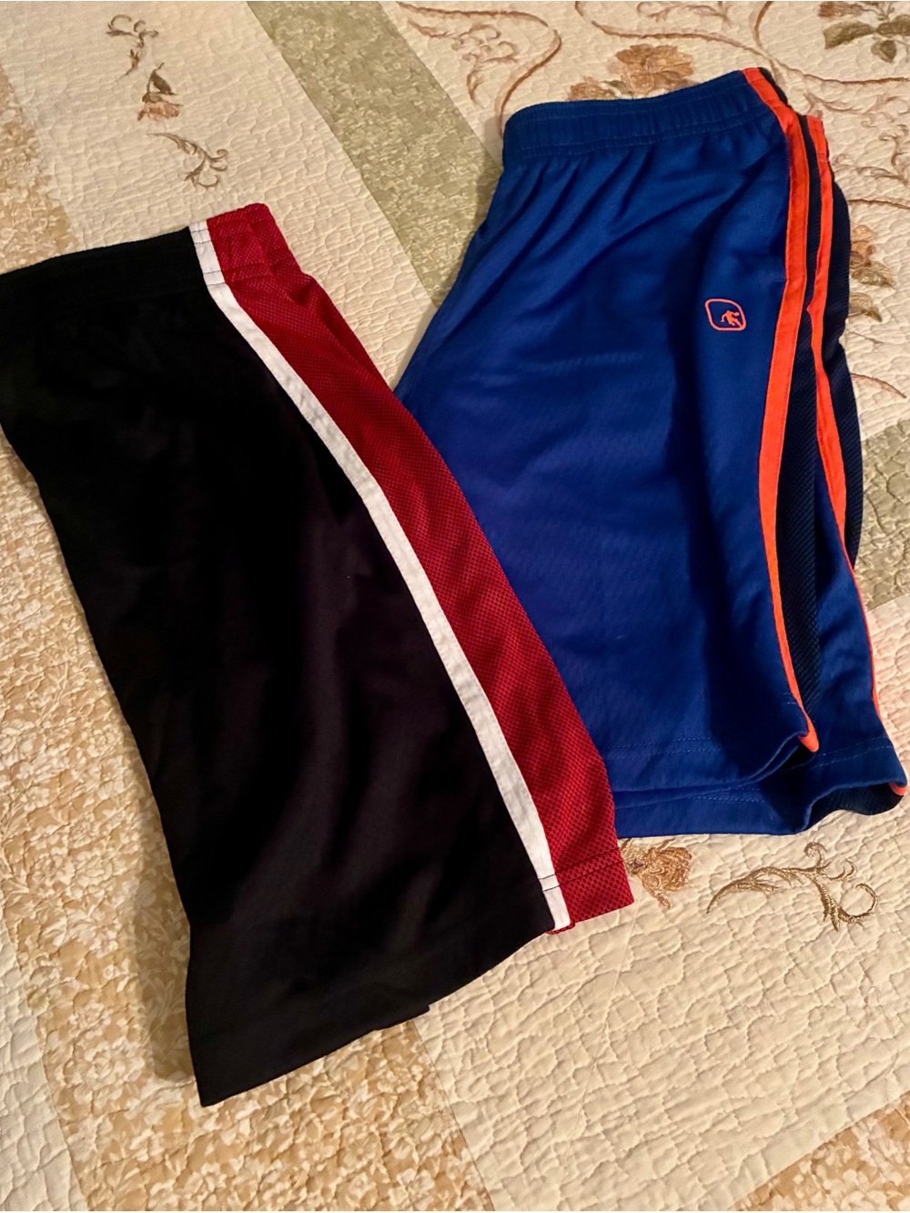 And1 Men's Athletic Shorts - Blue with Orange Trim & Black with Red/White Stripe